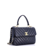 Trendy CC Top Handle Bag Chevron Lambskin Small