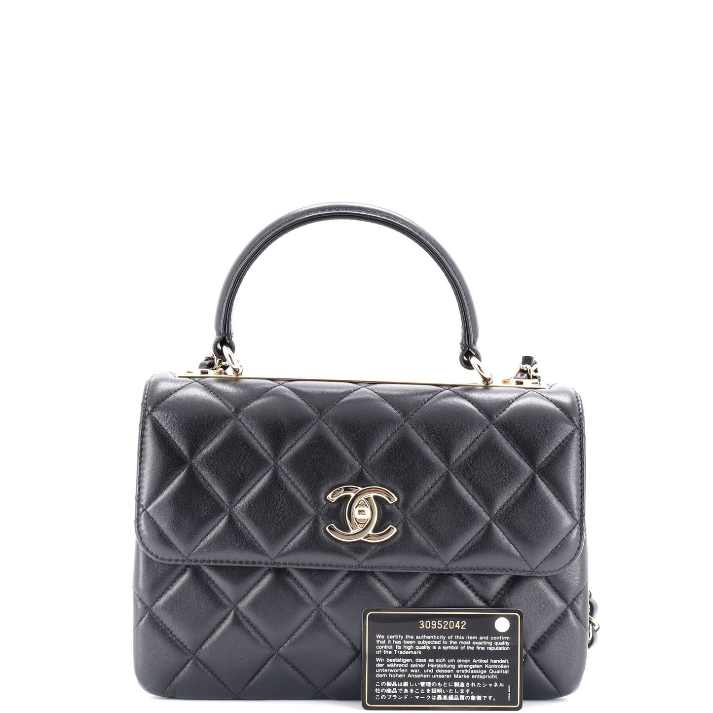 Trendy CC Top Handle Bag Quilted Lambskin Small