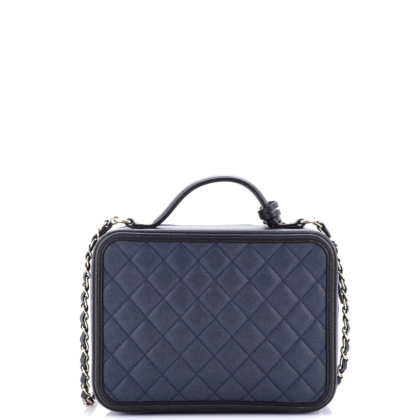 Filigree Vanity Case Quilted Caviar Large