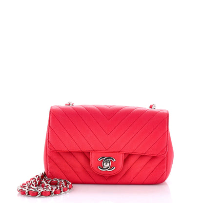 Classic Single Flap Bag Chevron Caviar Mini