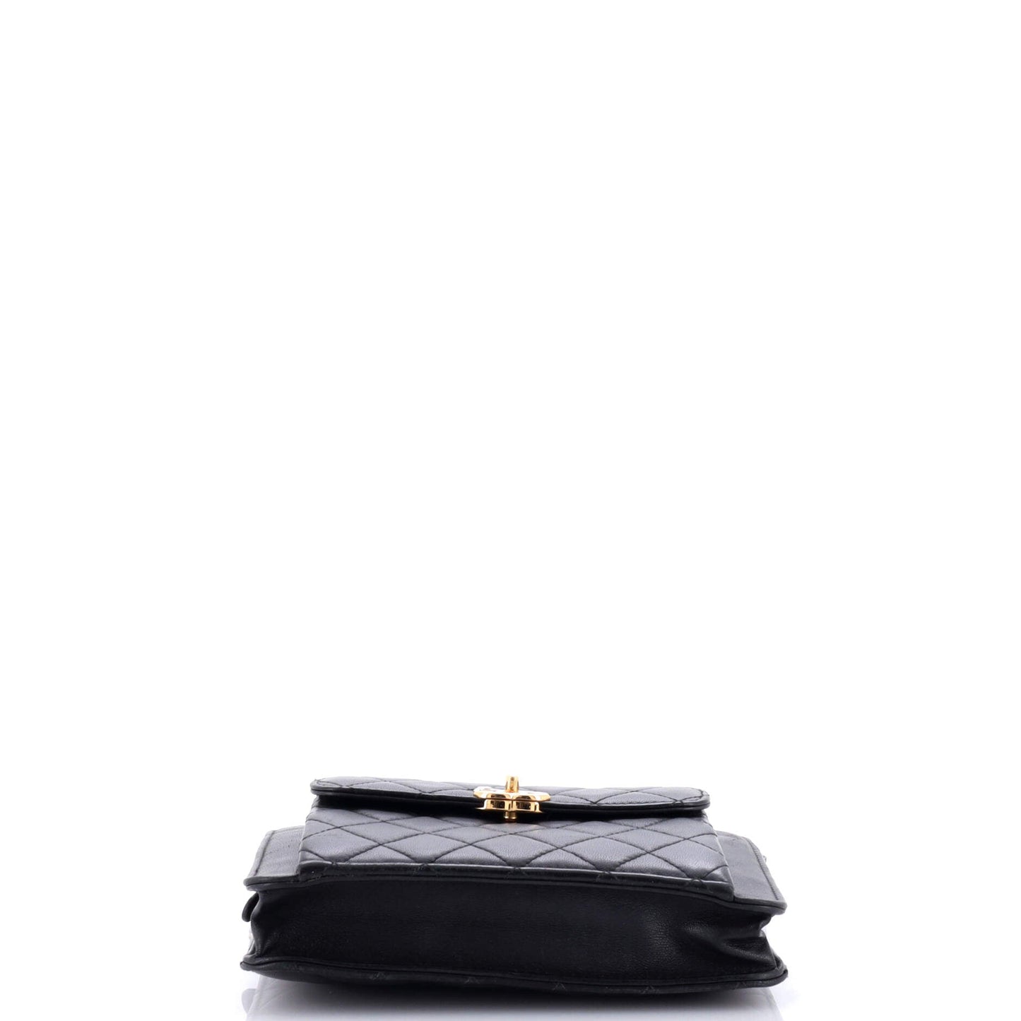 Front Pocket Square Clutch with Chain Quilted Lambskin Small