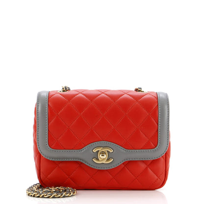 Two Tone Flap Bag Quilted Lambskin Mini