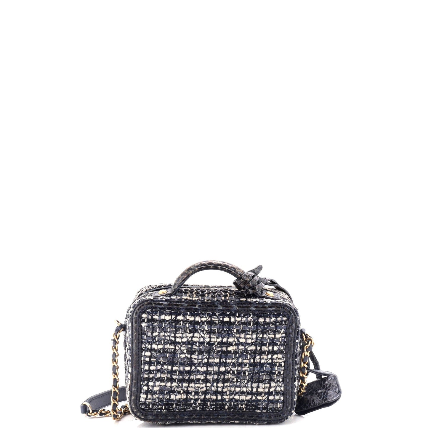 Filigree Vanity Case Quilted Tweed with Snakeskin Small