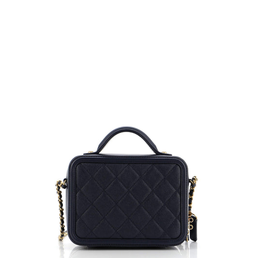 Filigree Vanity Case Quilted Caviar Small