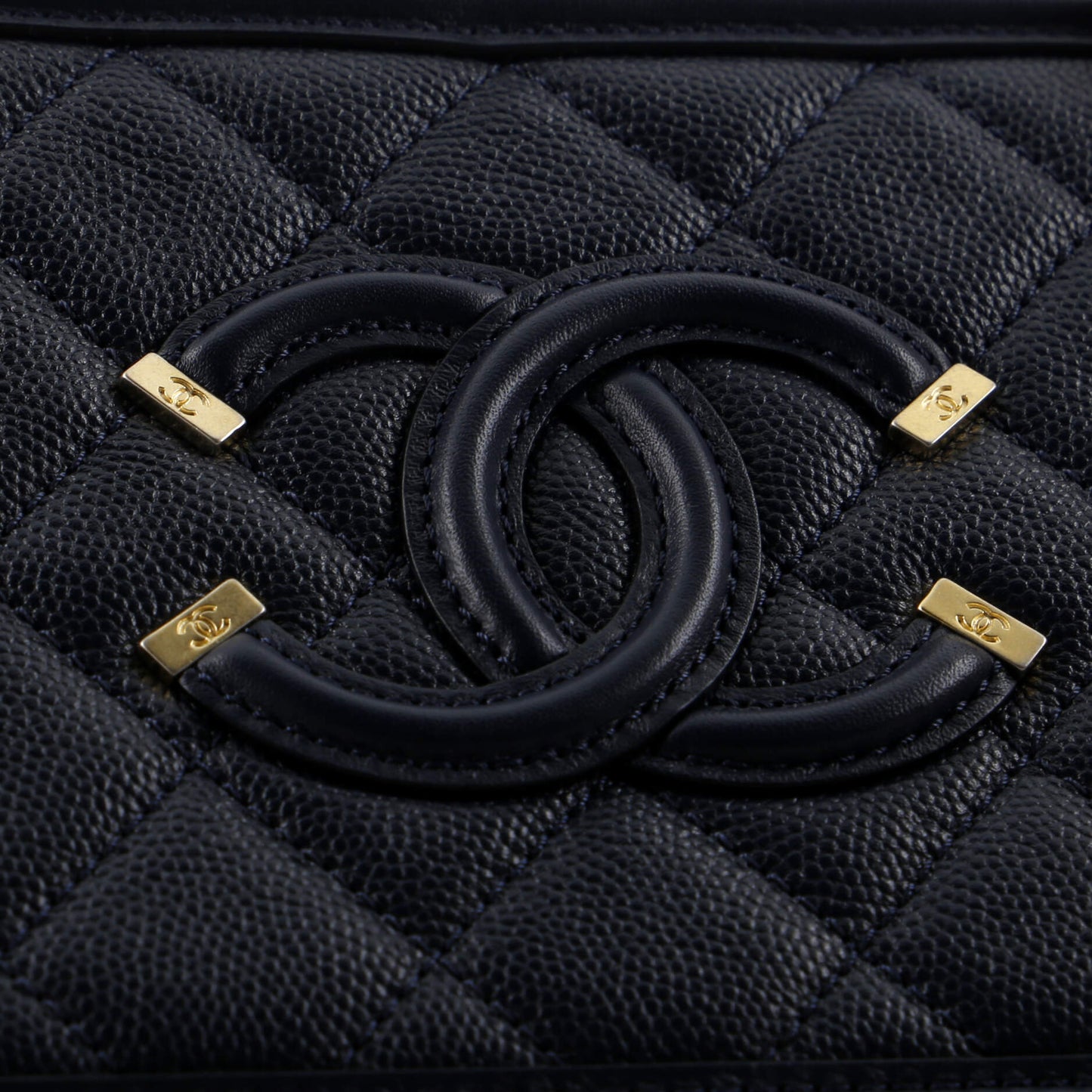 Filigree Vanity Case Quilted Caviar Small