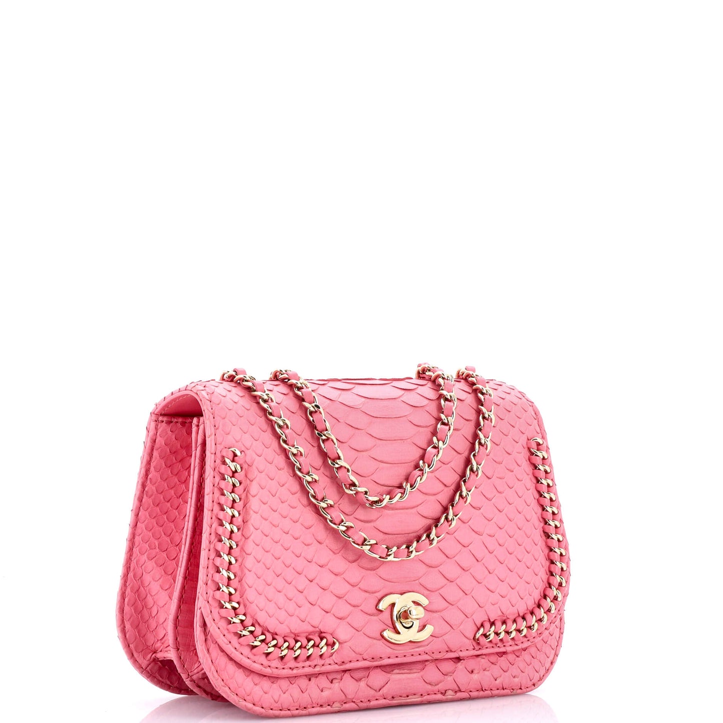 Braided Chic Flap Bag Python Small