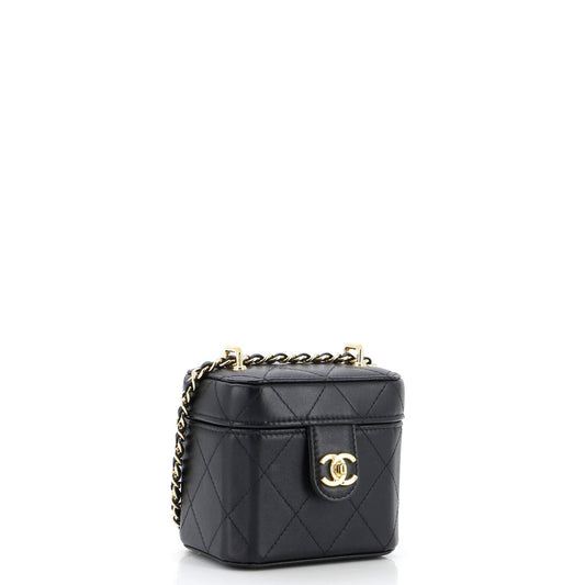 CC Turnlock Box Vanity Case with Chain Quilted Lambskin Mini