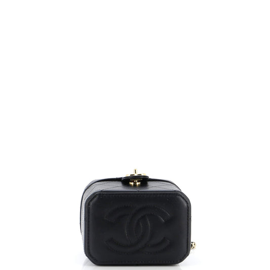 CC Turnlock Box Vanity Case with Chain Quilted Lambskin Mini