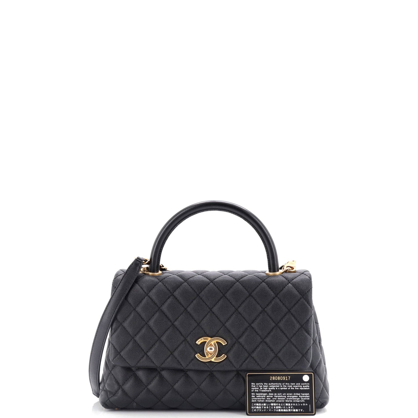 Coco Top Handle Bag Quilted Caviar Small