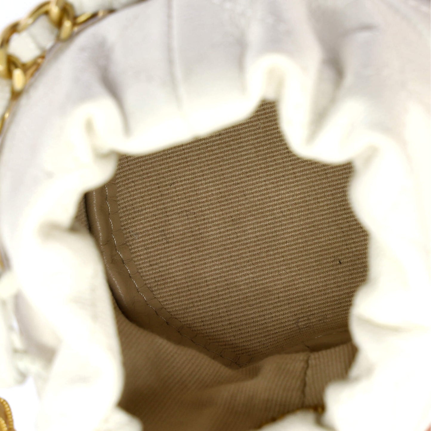 Twist Your Buttons Drawstring Bucket Bag Quilted Caviar Mini