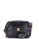 Button Up Camera Case Quilted Calfskin with Grosgrain Small