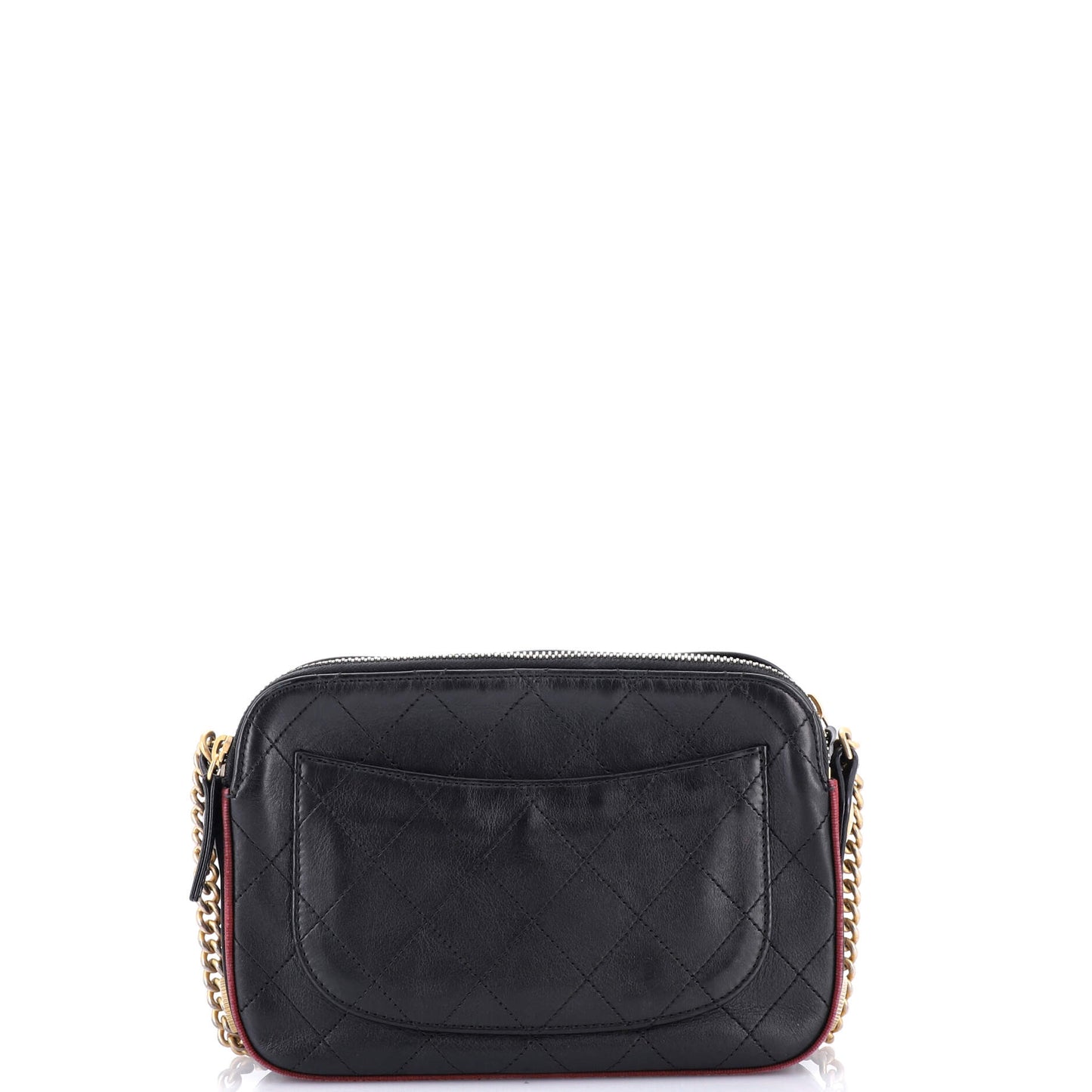 Button Up Camera Case Quilted Calfskin with Grosgrain Small