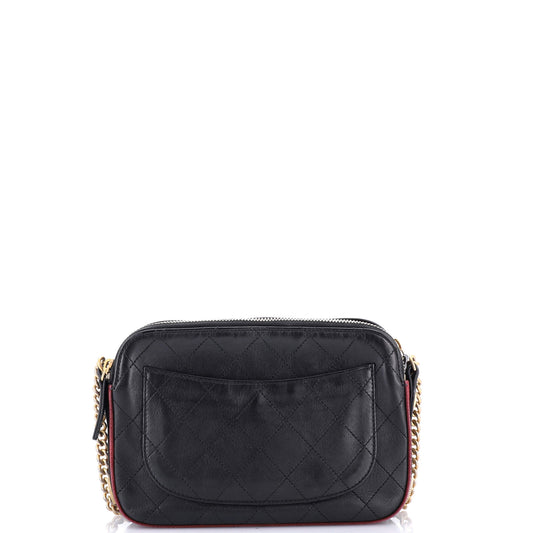 Button Up Camera Case Quilted Calfskin with Grosgrain Small