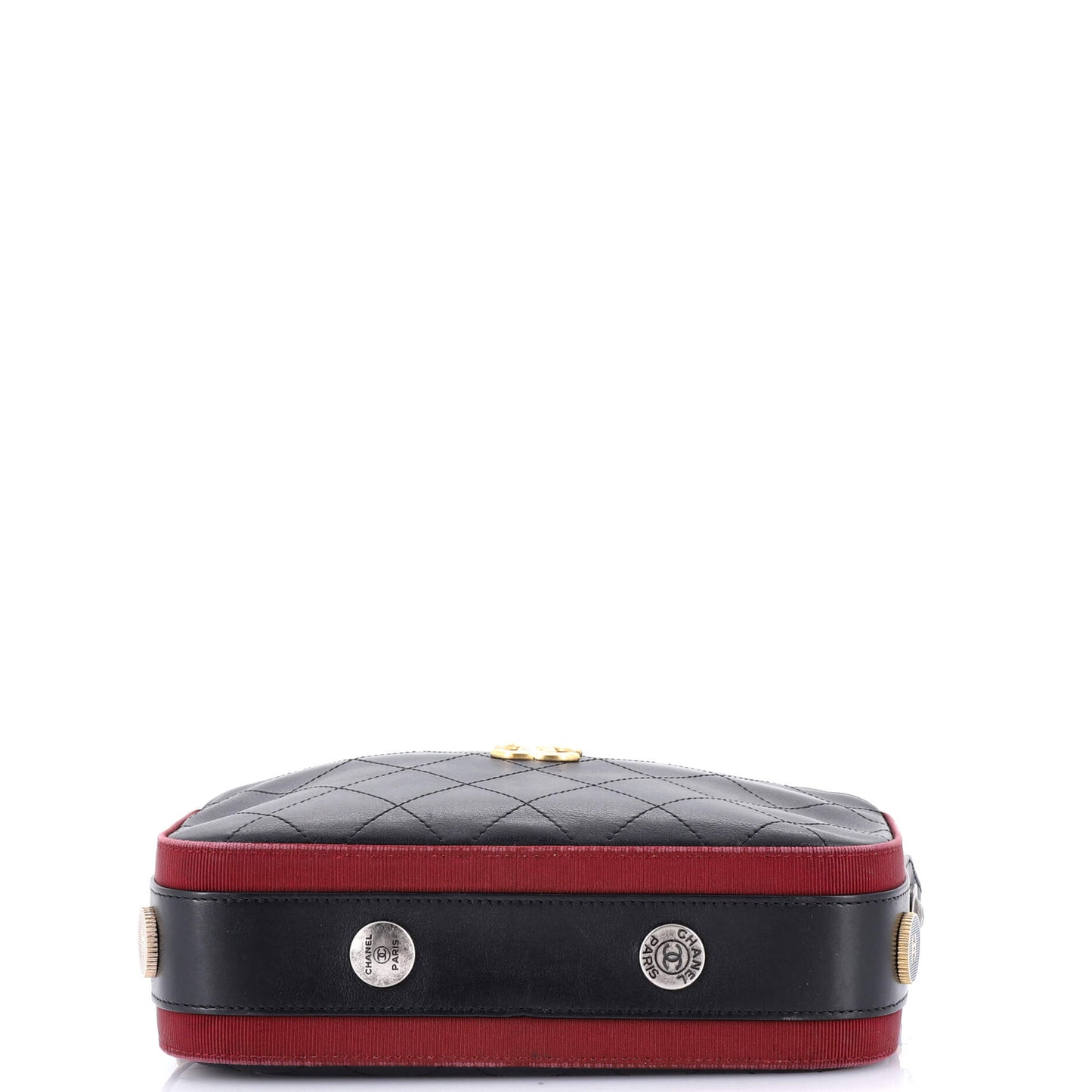 Button Up Camera Case Quilted Calfskin with Grosgrain Small