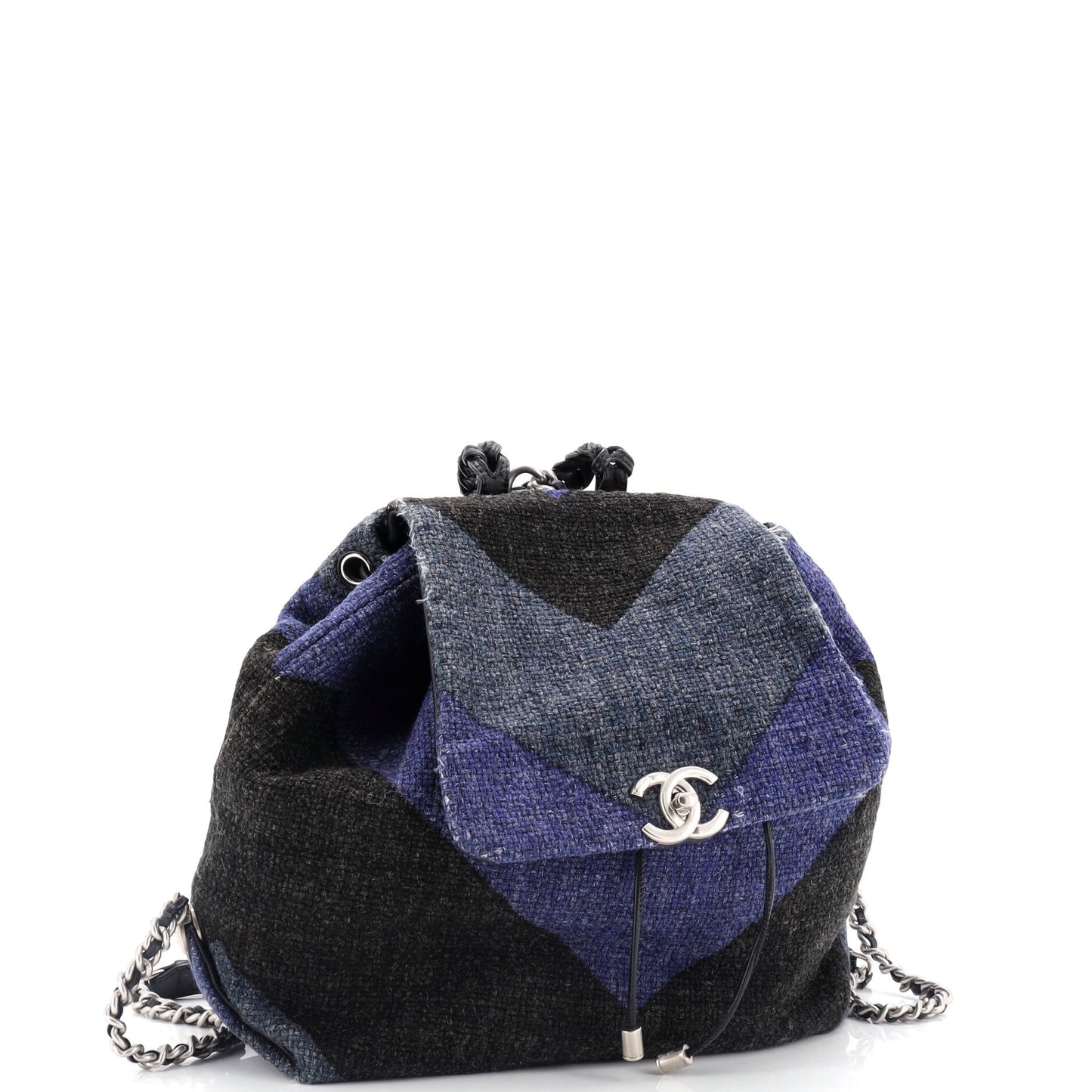 Braided With Style Drawstring Backpack Chevron Canvas Medium