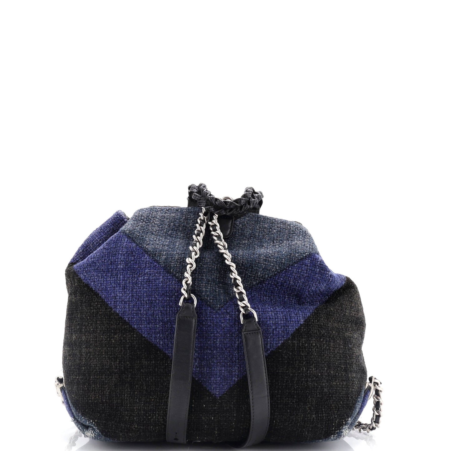 Braided With Style Drawstring Backpack Chevron Canvas Medium
