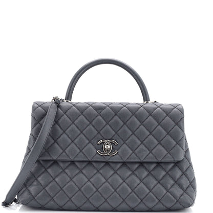 Coco Top Handle Bag Quilted Caviar Medium