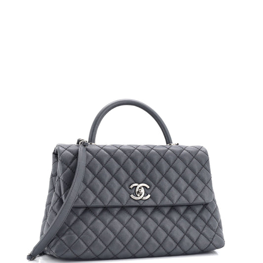 Coco Top Handle Bag Quilted Caviar Medium
