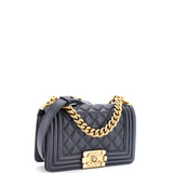 Boy Flap Bag Quilted Caviar Small