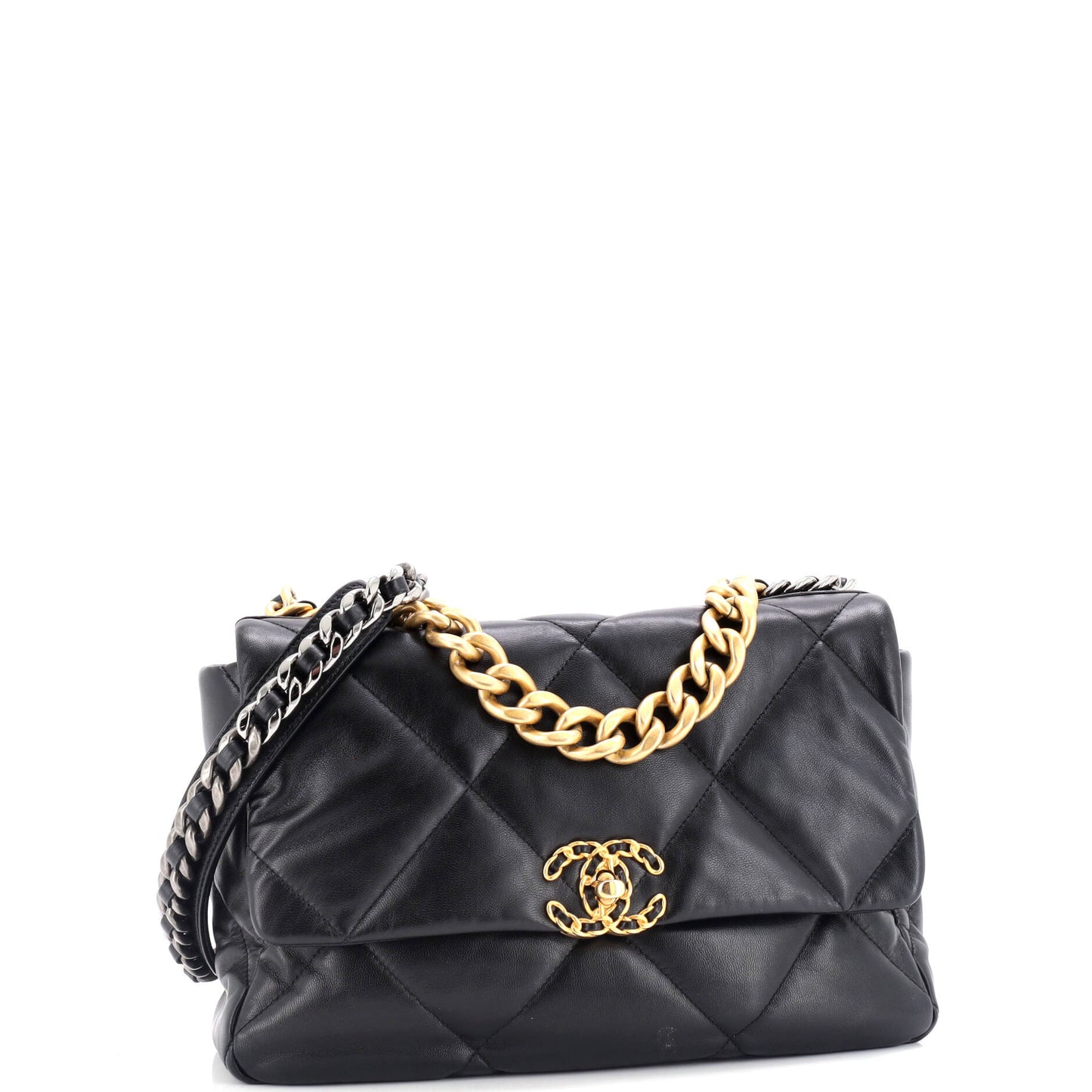 19 Flap Bag Quilted Leather Large