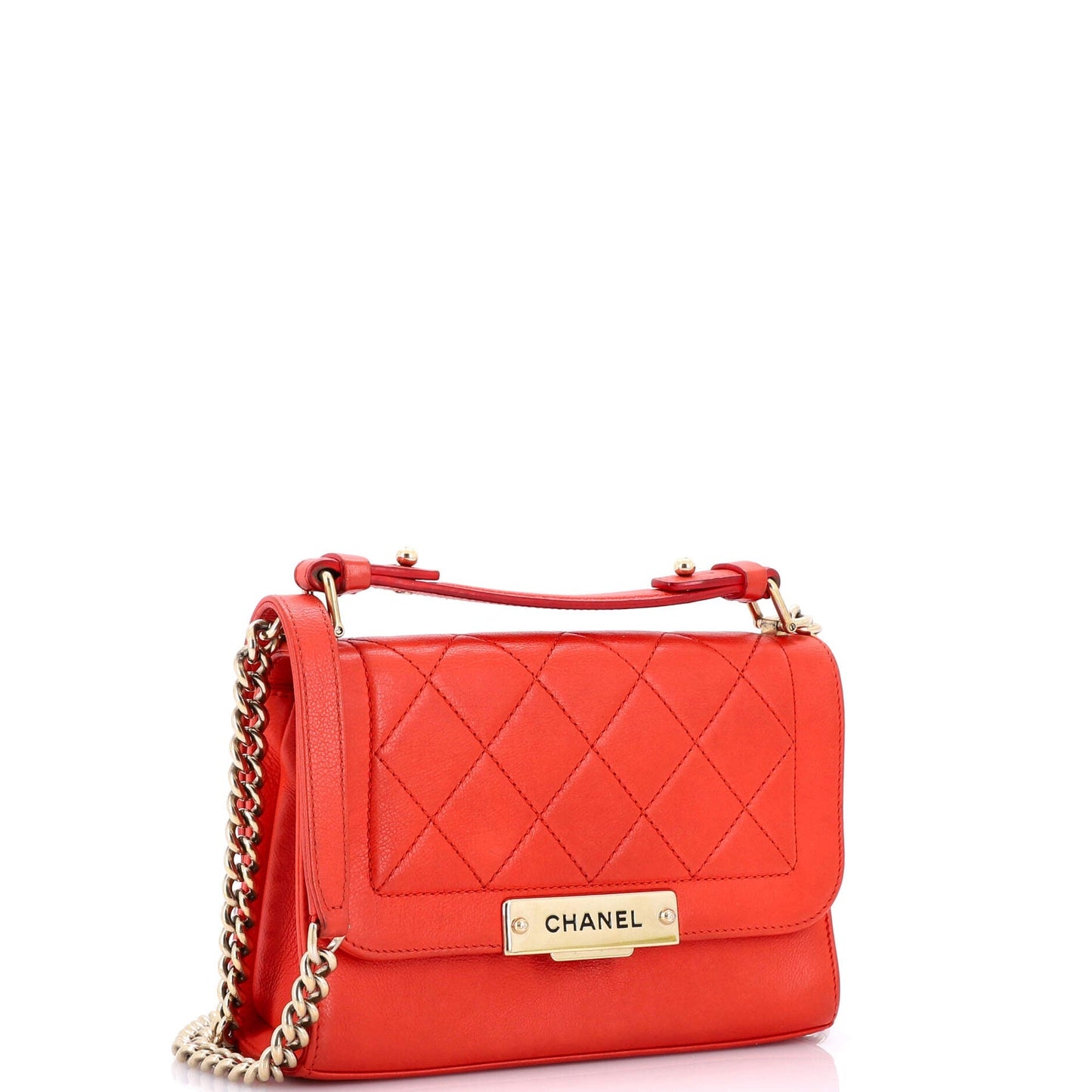 Label Click Flap Bag Quilted Calfskin Small