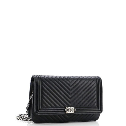 Boy Wallet on Chain Chevron Lambskin