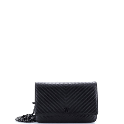Wallet on Chain Chevron Lambskin