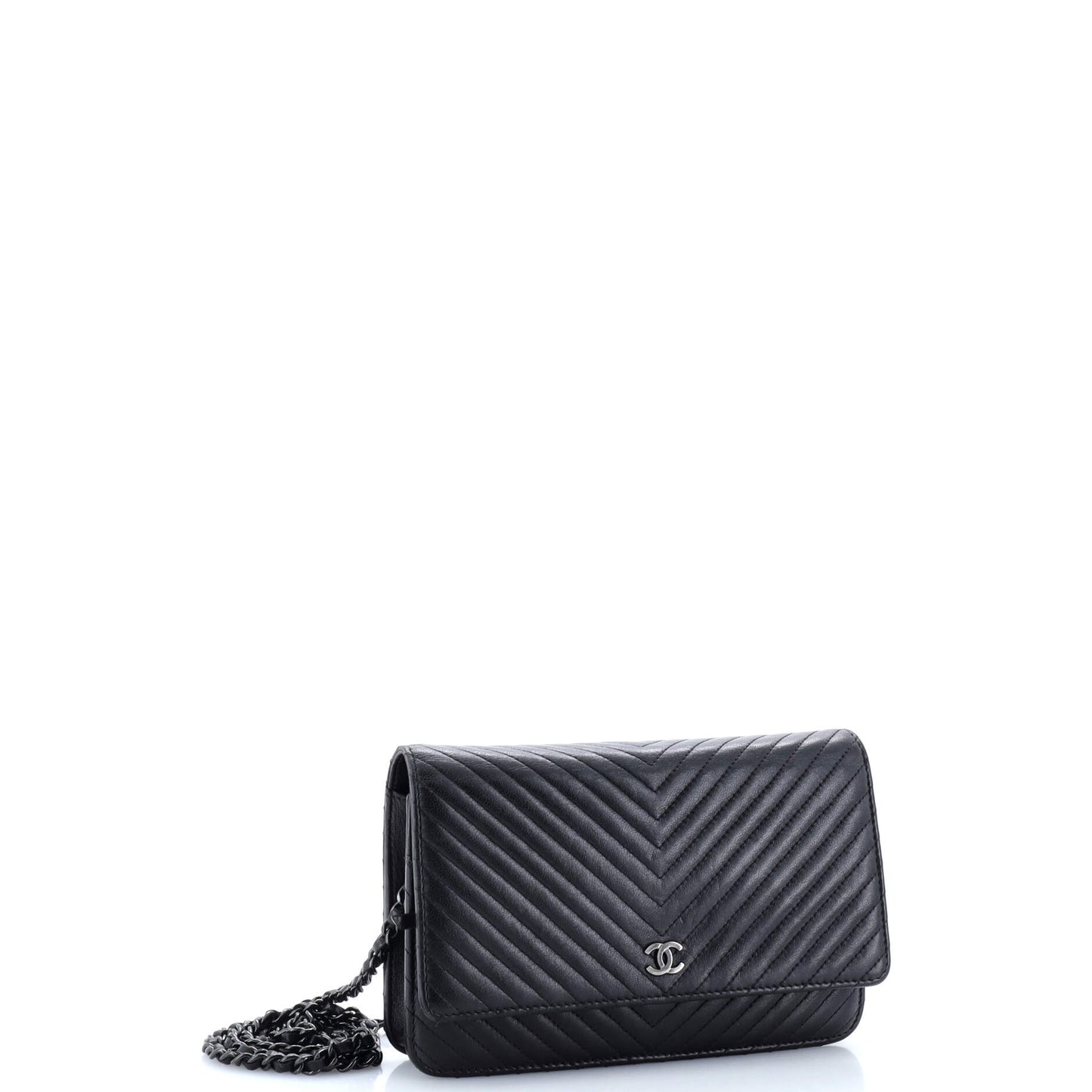 Wallet on Chain Chevron Lambskin