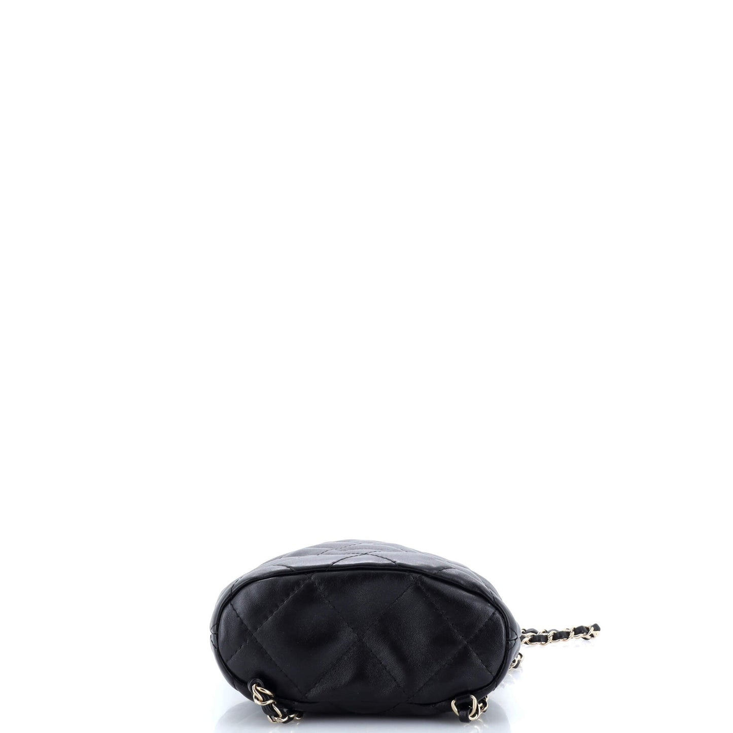 Logo Script Drawstring Chain Backpack Quilted Shiny Lambskin Small
