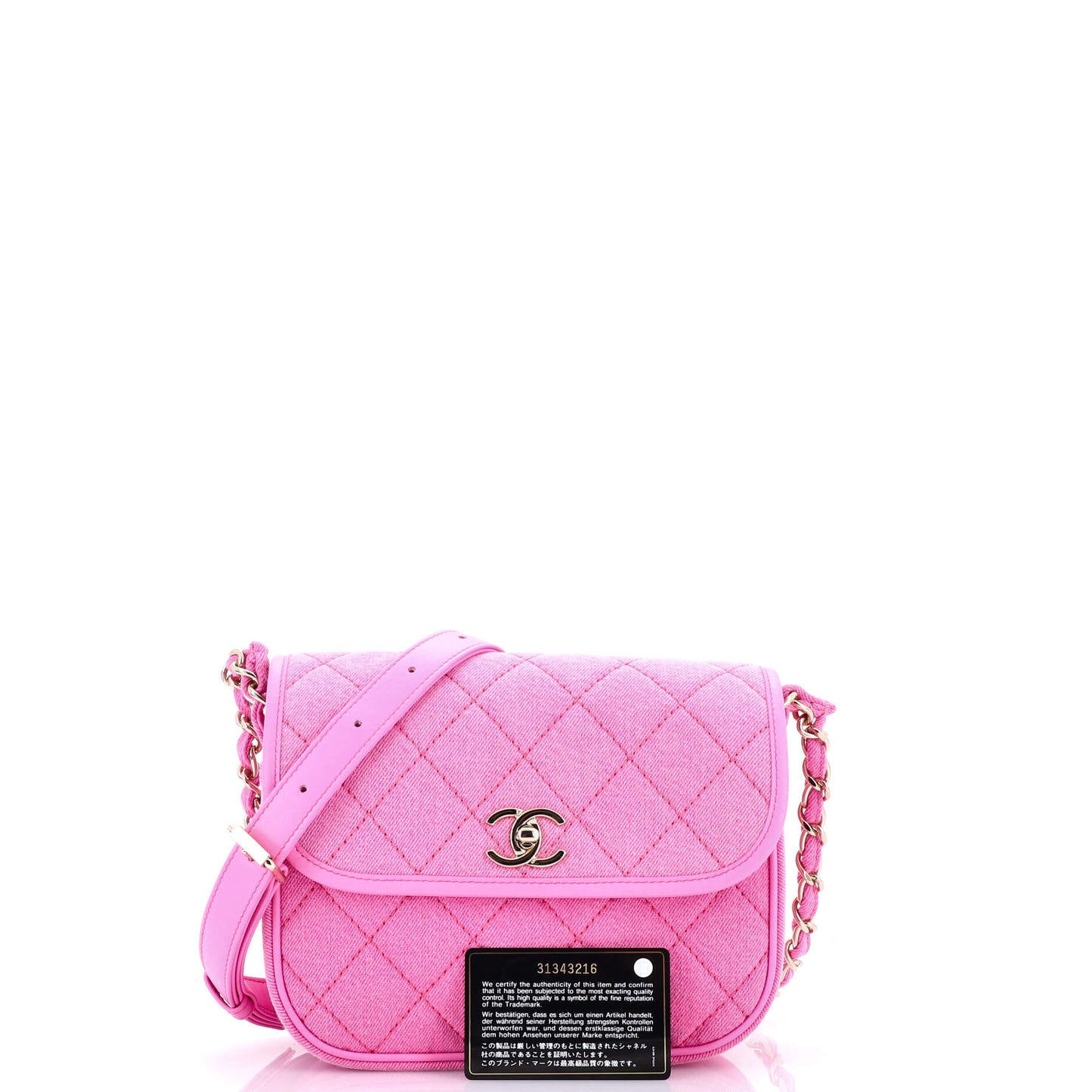 Flap Messenger Bag Quilted Denim Small