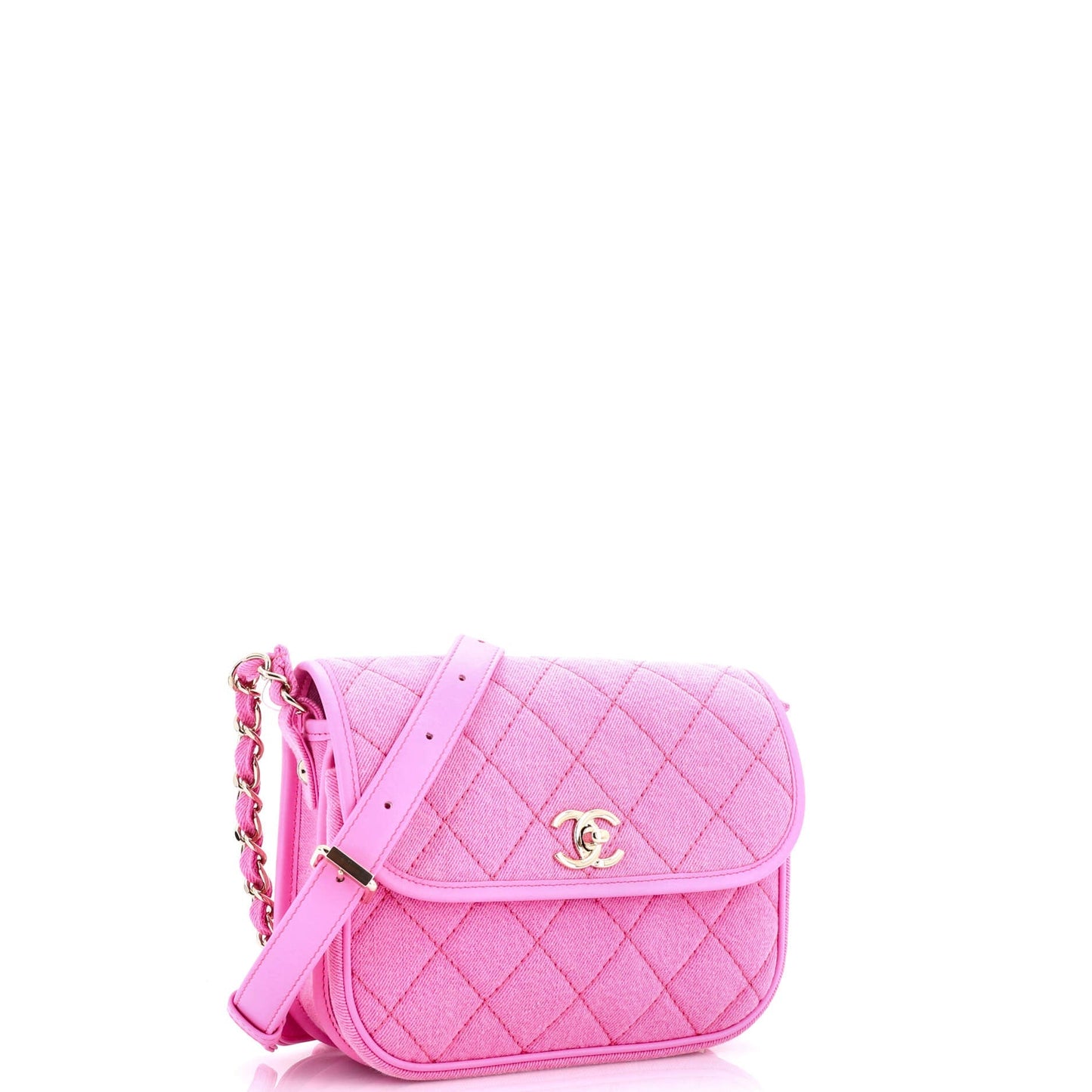 Flap Messenger Bag Quilted Denim Small