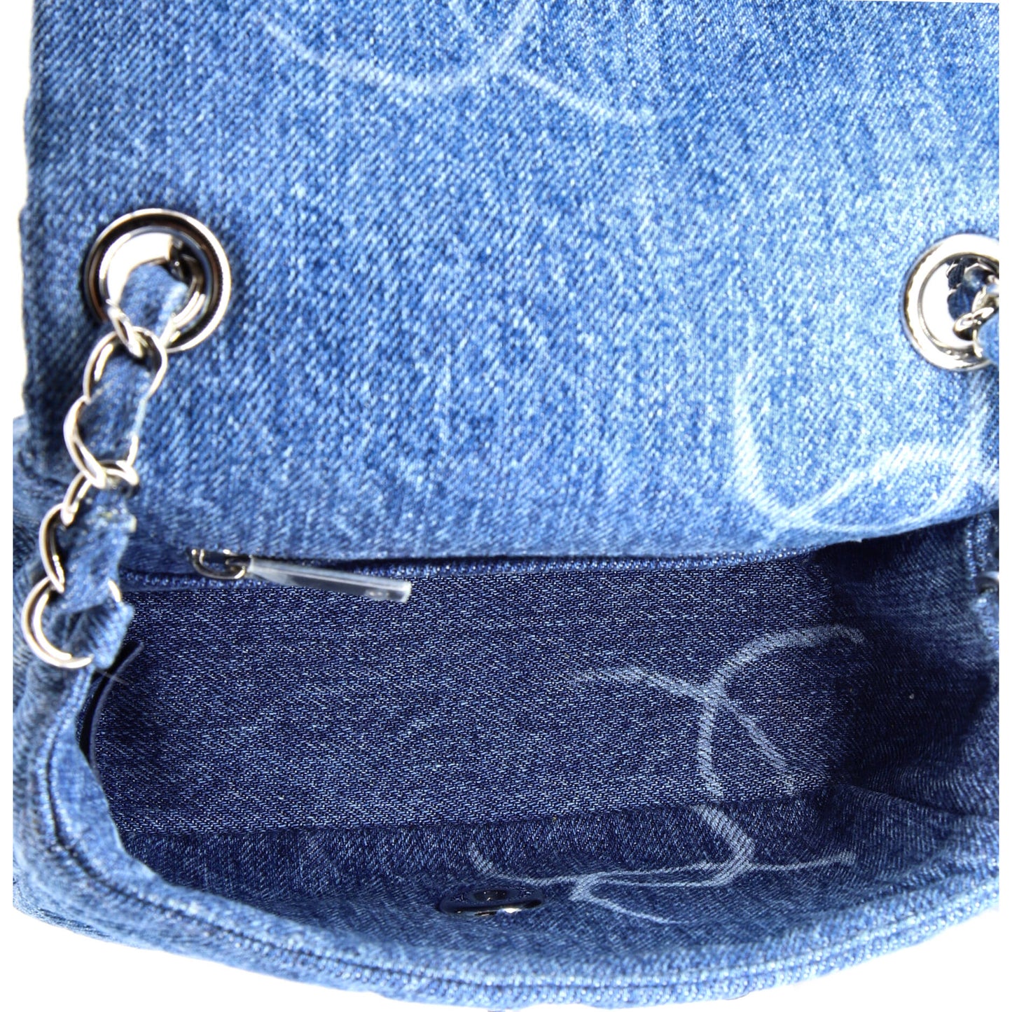 Square Classic Single Flap Bag Quilted CC Printed Denim Mini