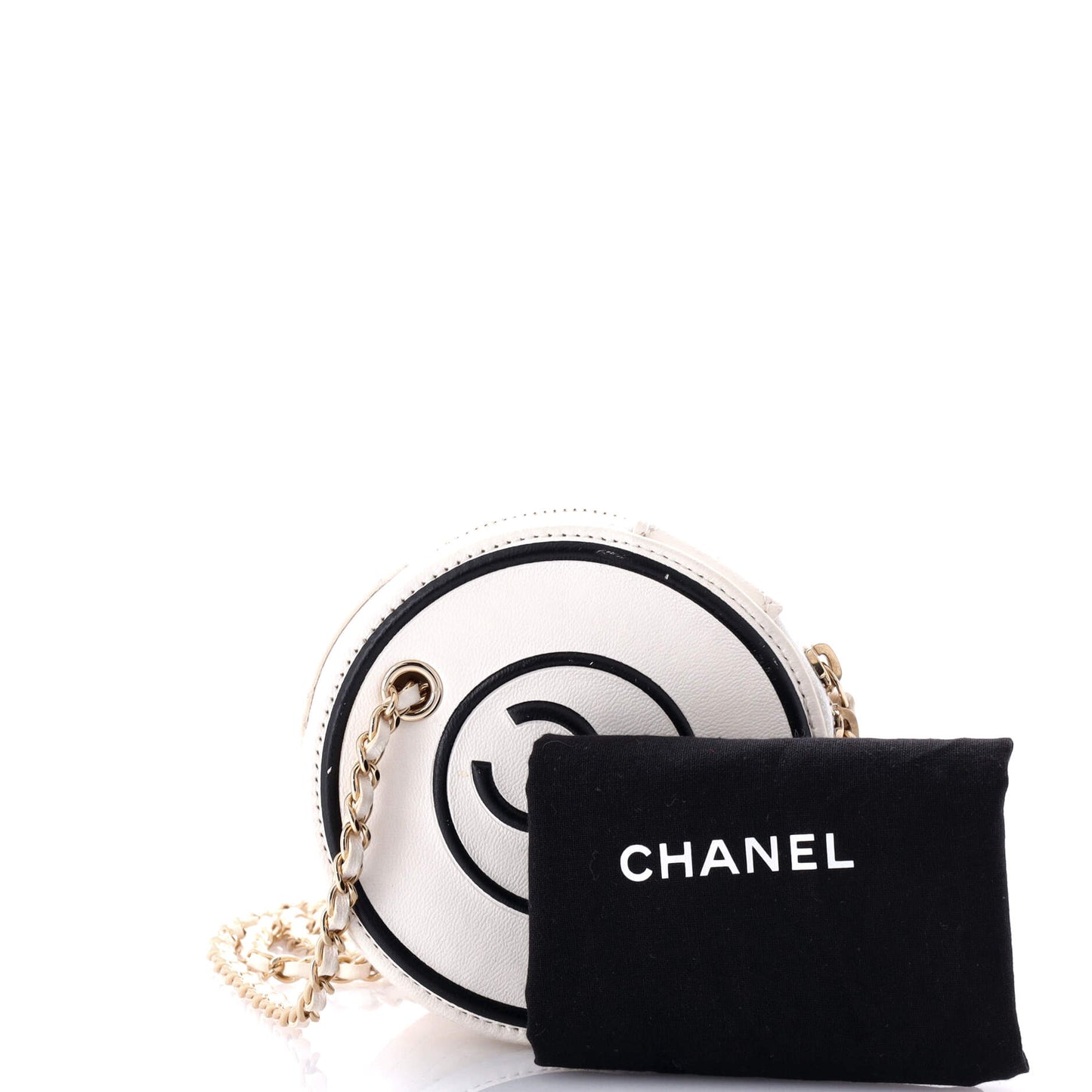 CC Round Vanity Case with Chain Quilted Lambskin Mini
