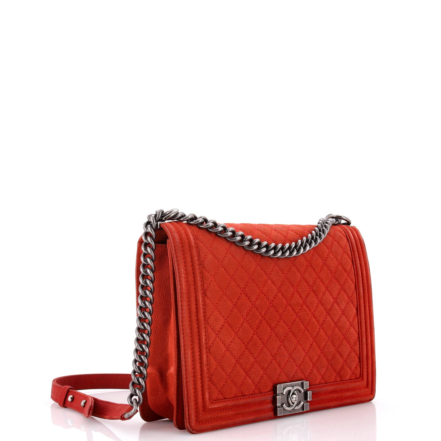 Boy Flap Bag Quilted Matte Caviar Large