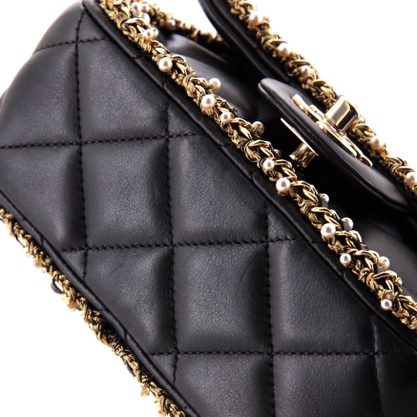 Pearl Edge Flap Quilted Lambskin Mini