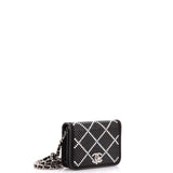 CC Flap Card Holder on Chain Strass Embellished Satin Mini