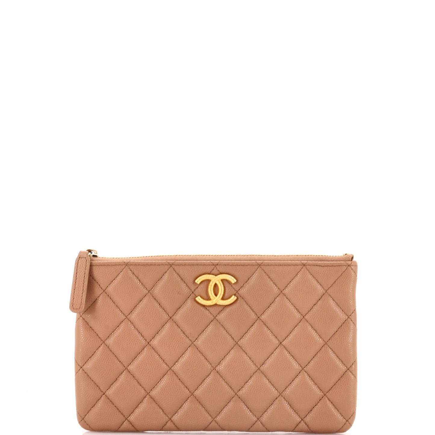 Textured CC O Case Pouch Quilted Caviar Small