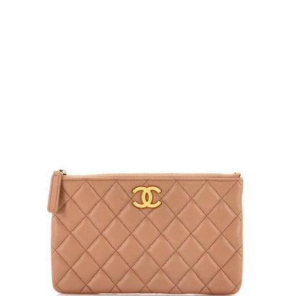 Textured CC O Case Pouch Quilted Caviar Small