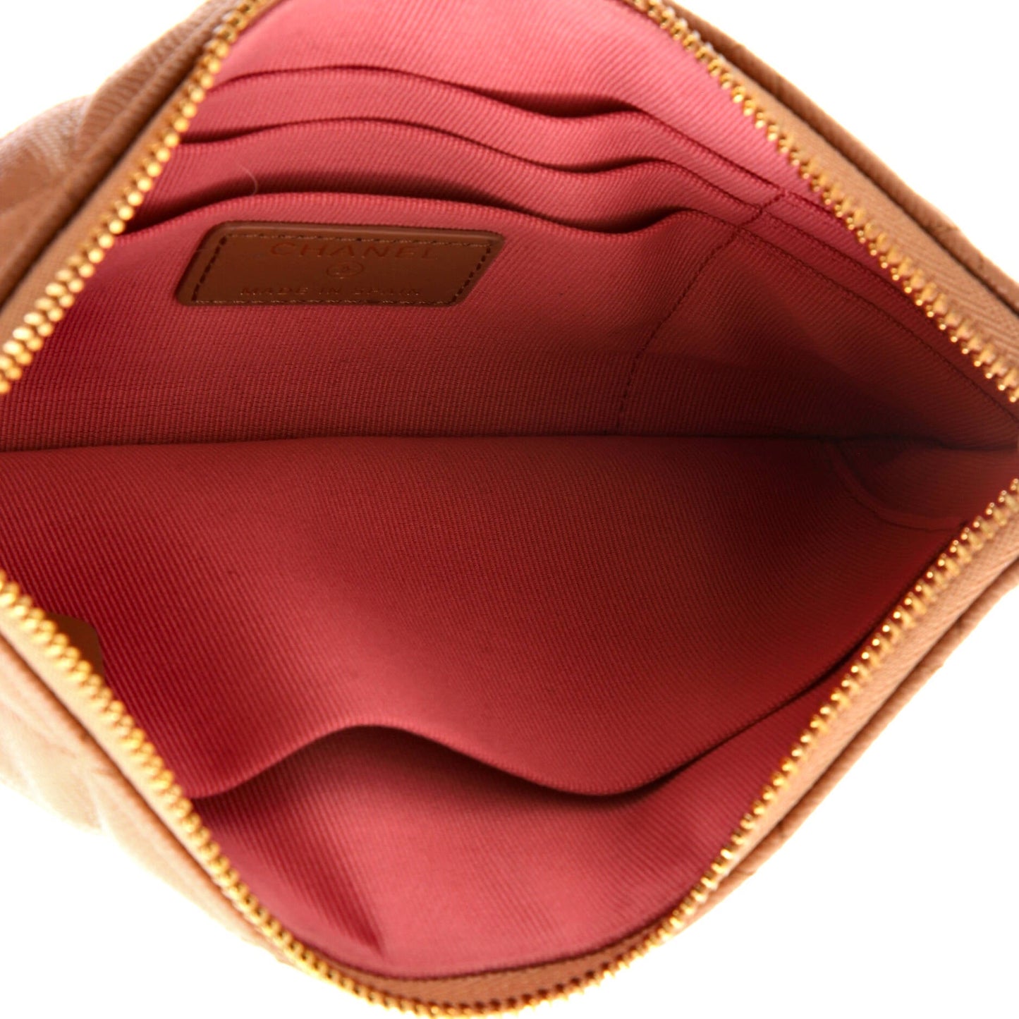 Textured CC O Case Pouch Quilted Caviar Small