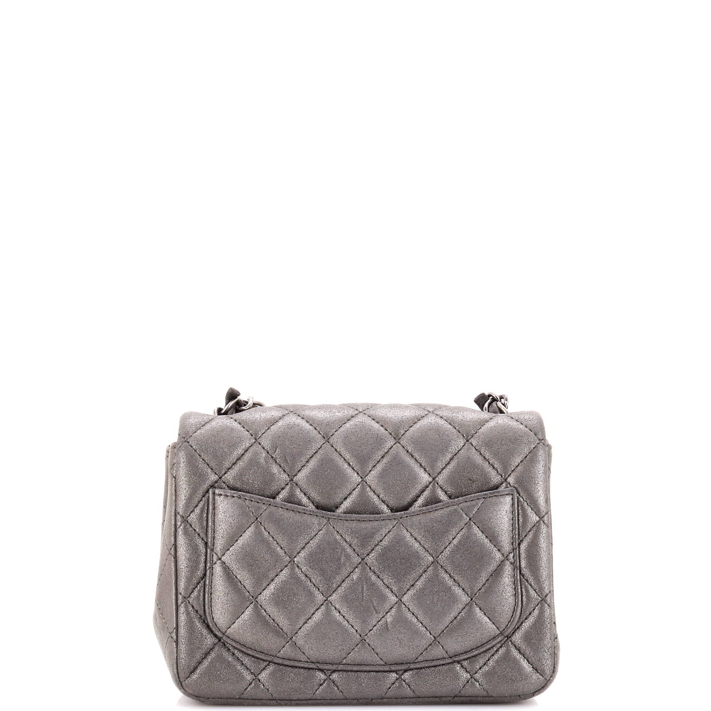 Square Classic Single Flap Bag Quilted Metallic Lambskin Mini