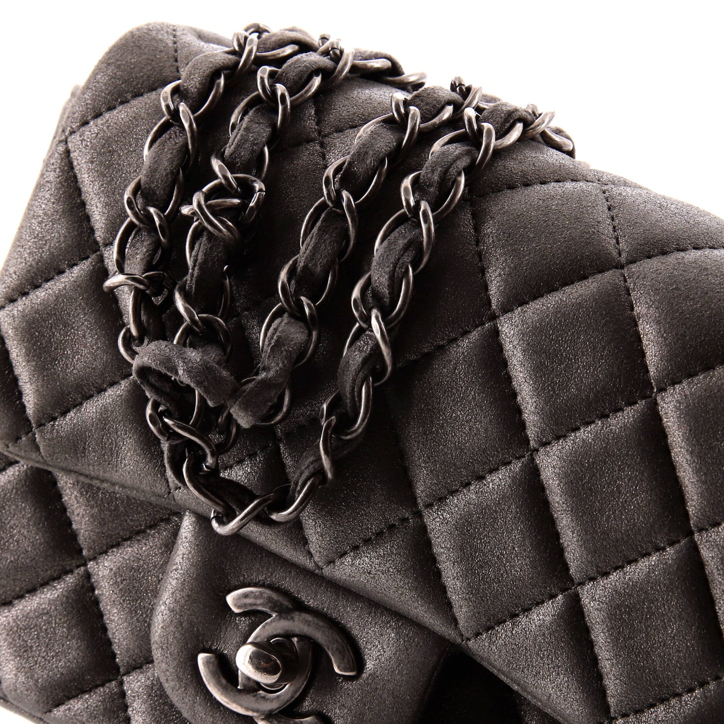 Square Classic Single Flap Bag Quilted Metallic Lambskin Mini
