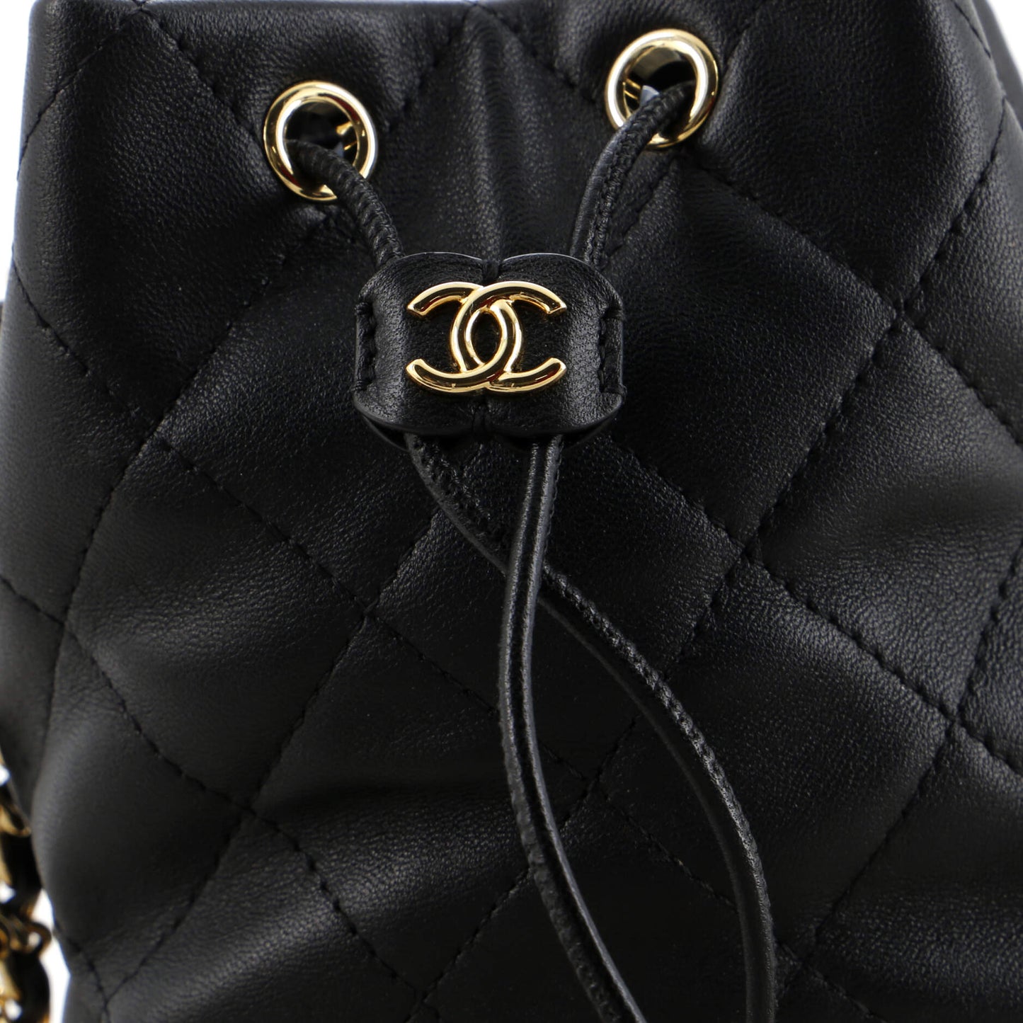 Lock Frame Bucket Bag with Chain Quilted Lambskin Small