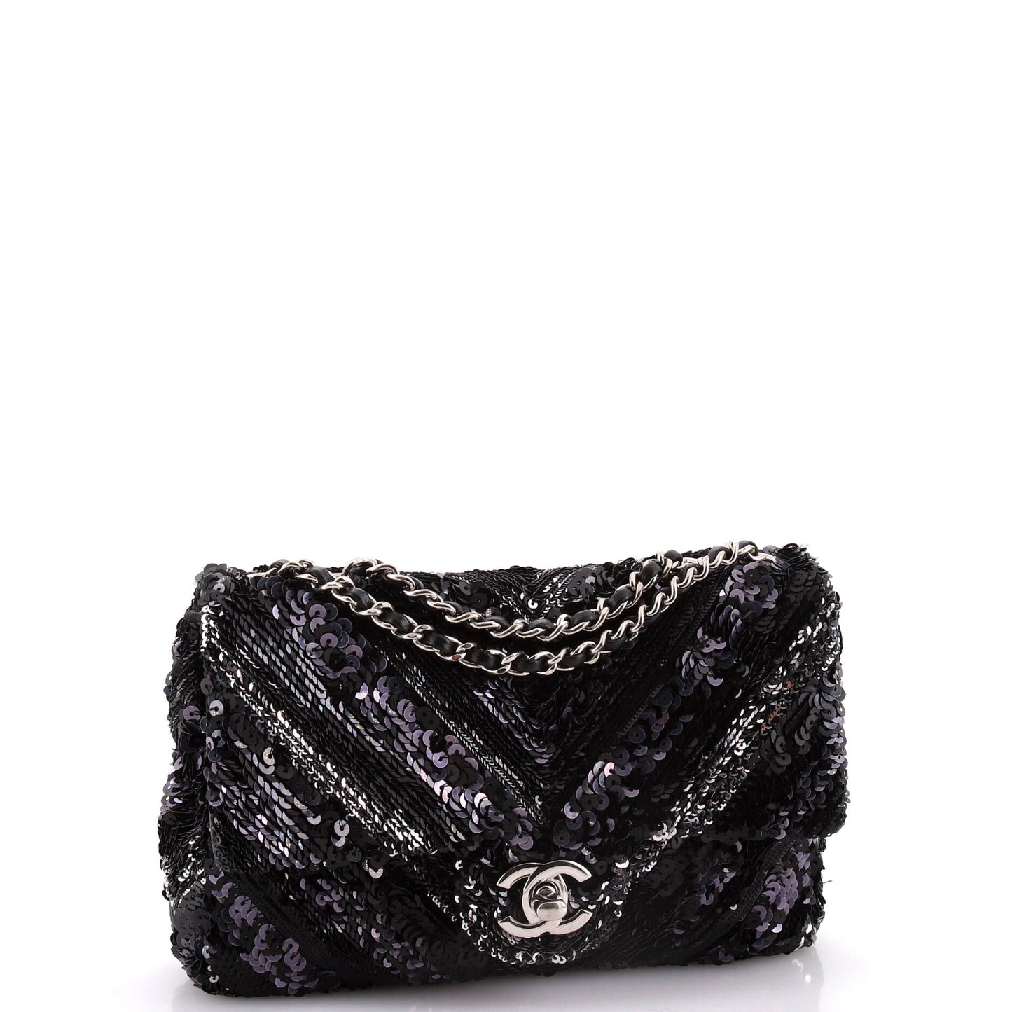 CC Flap Bag Chevron Sequins Mini