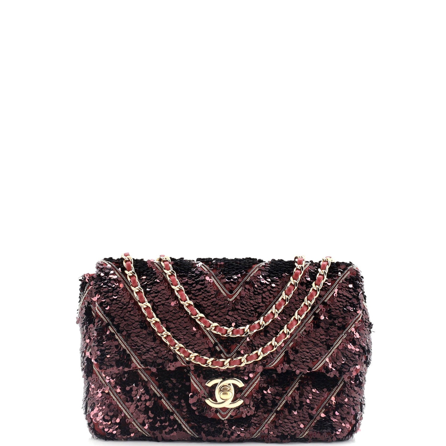 CC Flap Bag Chevron Sequins Mini