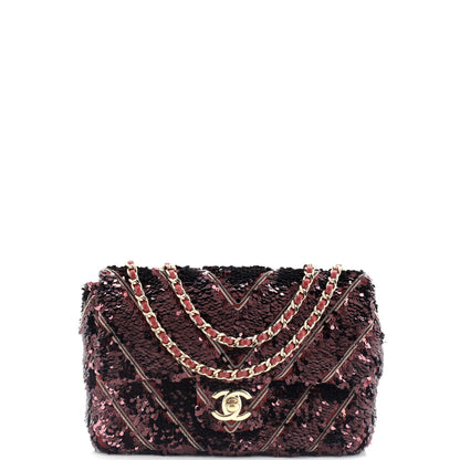CC Flap Bag Chevron Sequins Mini