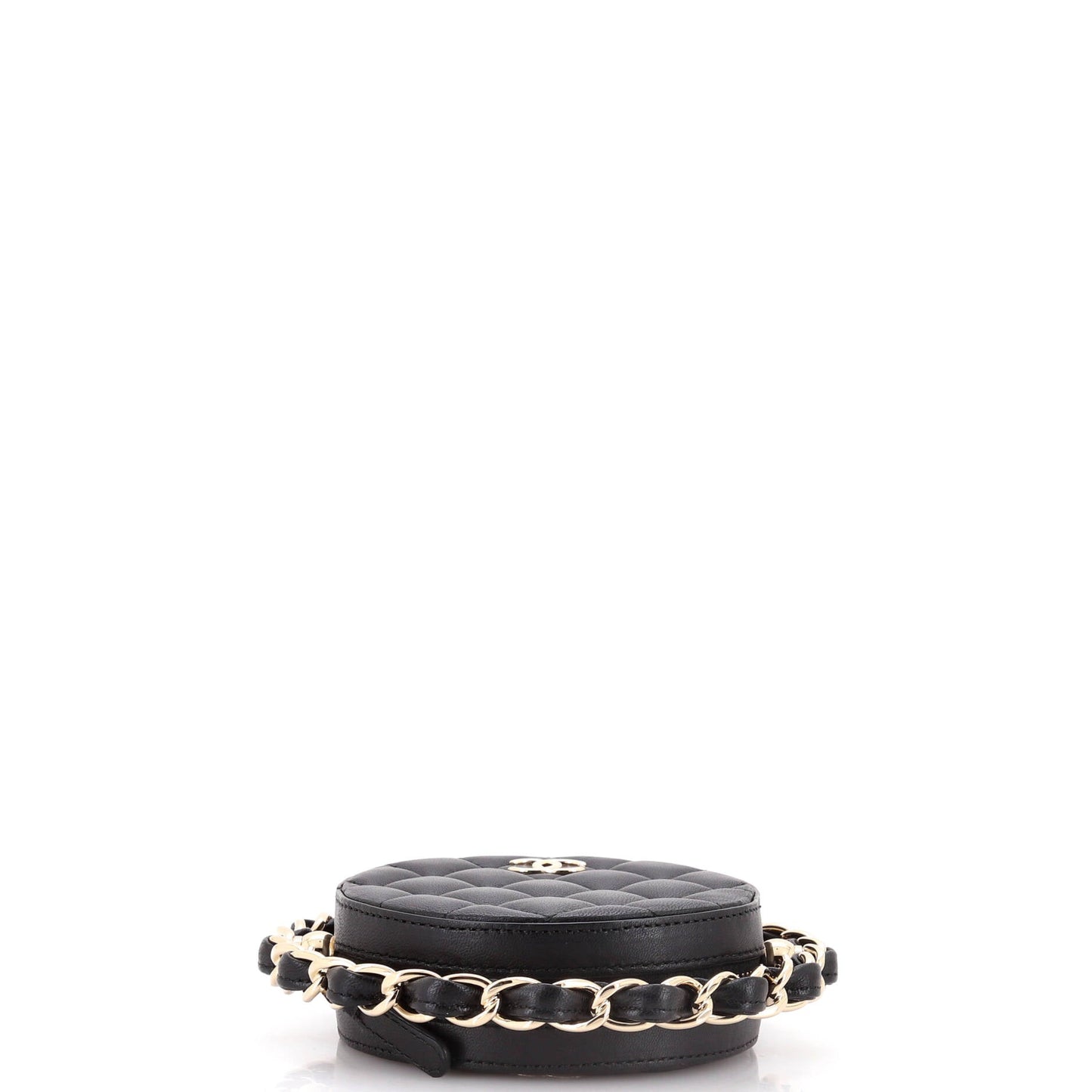 Frame Chain Around Round Clutch with Chain Quilted Lambskin Mini