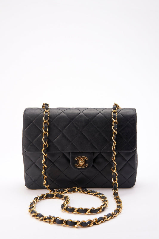 Chanel   Black Small Square Classic Flap with 24k gold plated hardware