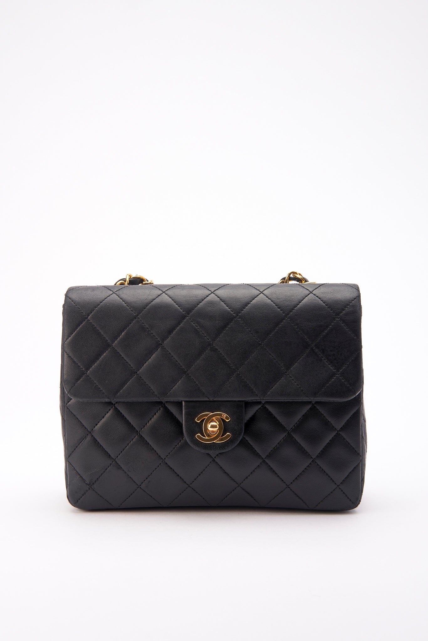 Chanel   Black Small Square Classic Flap with 24k gold plated hardware