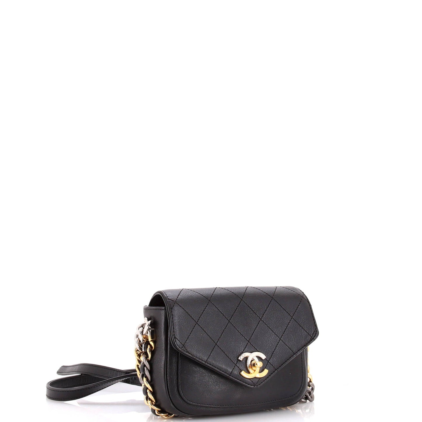 Two Tone Envelope Flap Bag Quilted Calfskin Small
