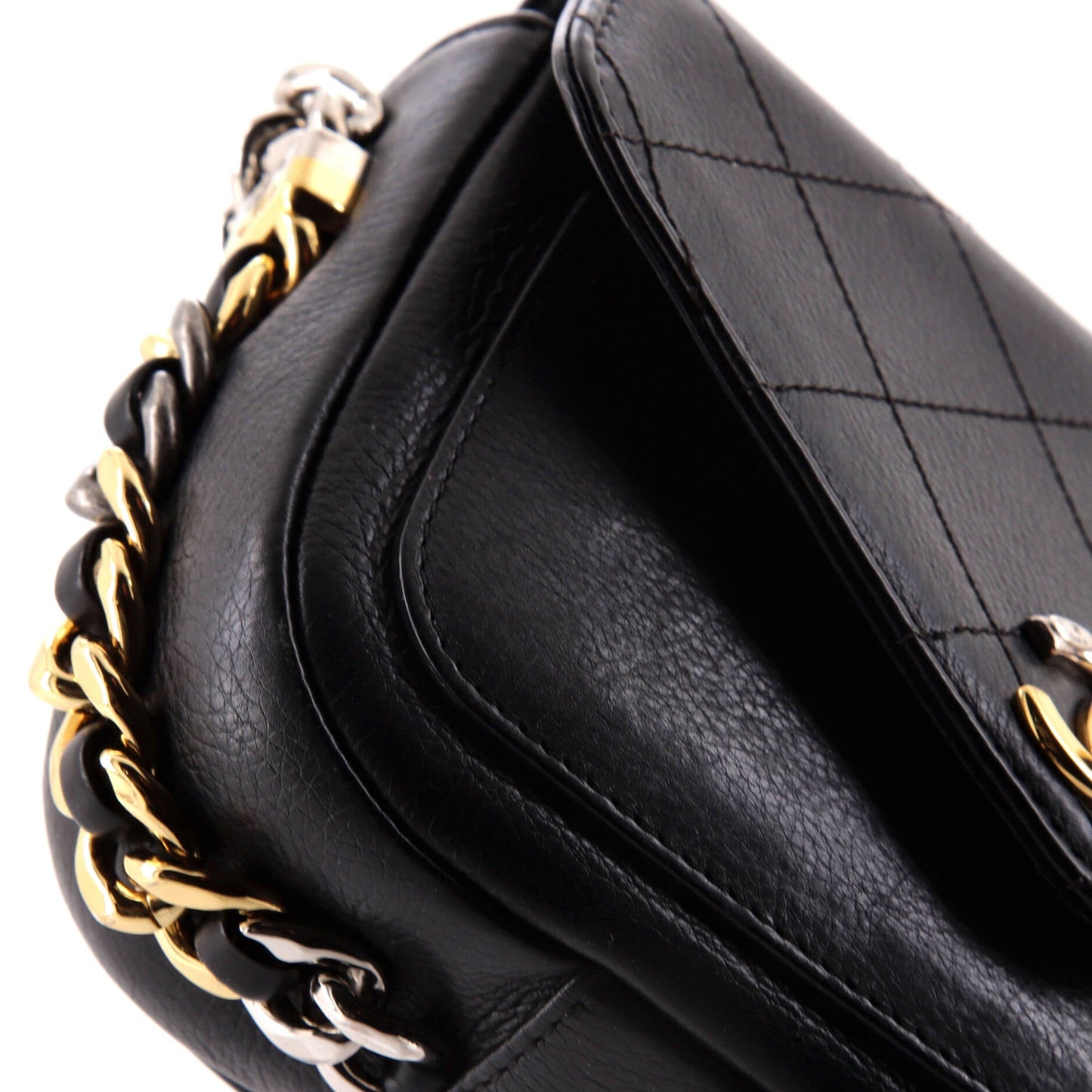 Two Tone Envelope Flap Bag Quilted Calfskin Small